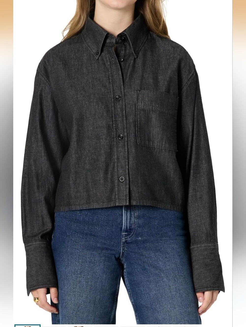 Amazon Essentials Women's Oversized Denim Button-Down Shirt Sz Large